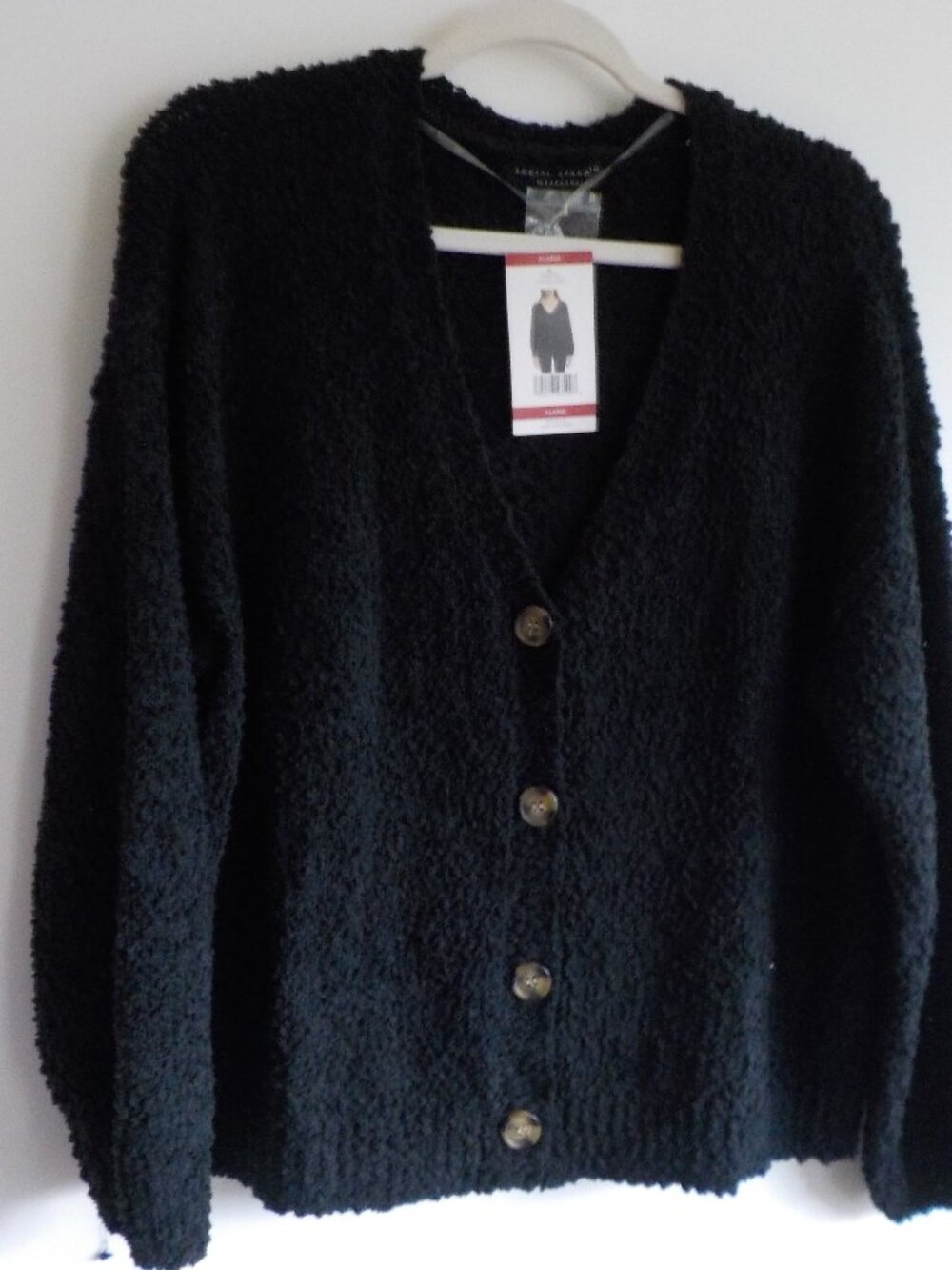 Sanctuary Cardigan Sweater - X-Large - NWT - Black Button V-neck (2540)